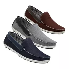 3 Pares Mocassim Masculino Sapatilha Azul / Cinz / Mar Top02