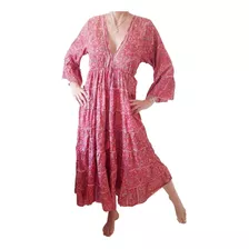 Vestido Indiano Boho Em Seda Indiana Importados 