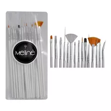 Kit De 15 Pinceles Para Decoración Uñas Profesional Meline