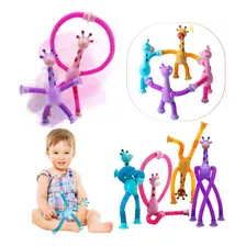 Kit 4 Girafa Pop It Tubo Estica Gruda Brinquedo Infantil Led