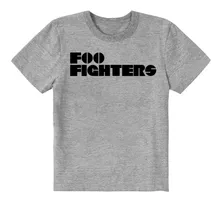 Camiseta Infantil Cinza Banda De Rock Foo Fighters