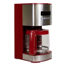 Cafetera Programable De 12 Tazas De Acero Inoxidable Y Rojo