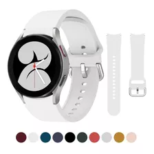 Pulseira De Silicone Para Galaxy Watch 4 ( 40mm Ou 44mm ) Cor Branco Largura 20 Mm