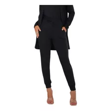 Calça Feminina Frio Inverno Lazinha Bolso Lisa Cintura Alta