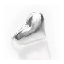 Anillo Corazón De Plata, Bombé, Liso, Mediano, Romántico.