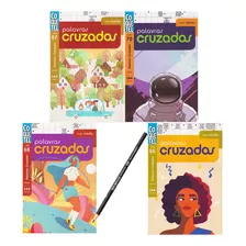 Kit 4 Livros Palavras Cruzadas Nível Médio Coletânea Coquetel 144 Páginas Folha Branca