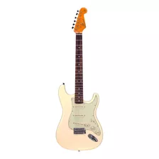 Guitarra Eléctrica Sx Vintage Series Fst62 Stratocaster De Aliso Vintage White Brillante Con Diapasón De Palo De Rosa