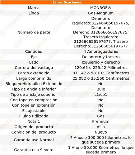 Kit 4 Amortiguadores Gas Gas-magnum C15 Suburban Gmc 75/78 Foto 3