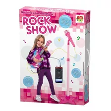 Guitarra Infantil Com Microfone Pedestal - Rock Show - Rosa