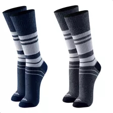 2 Pares Meia Cano Longo Mash Active Algodão Listra Masculino