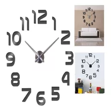 Relógio De Parede 3d Grande Decorativo Preto 1,2m