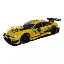 Miniatura Bmw M4 Amarelo Acende Luz E Som Metal 1:24