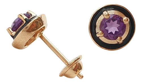 Brinco Vivara Policroma De Ouro 18k 750 E Ametistas Rosa