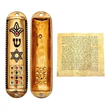 Mezuzah Mezuzá 12 Tribos De Israel Dourada + Pergaminho