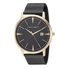 Reloj De Pulsera De Malla Negra Y Dorado Con Función De