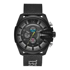 Relógio De Pulso Diesel Mega Chief Dz4514 Com Corpo Combo, Analógico, Para Masculino, Fundo Preto, Com Correia De Aço Inoxidável Cor Preto E Prateado, Agulhas Cor Preto, Cinza, Amarelo E Rosa, Subdi