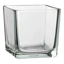 Vaso De Vidro Quadrado Transparente 15x15 Grande Sala