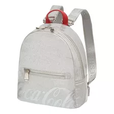 Mochila Bolsa De Costas Feminina Coca-cola Glitter Prata P