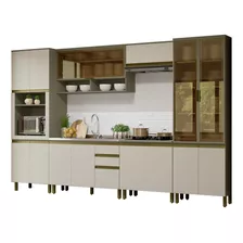 Cozinha Modulada Completa 342cm 7 Peças Perfect Duna/cristal Cor Cinza