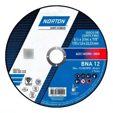 Disco Corte Metal E Inox 4.1/2 Pol Bna12 Kit 25 Peças Norton