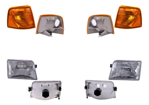 2 Faros + 2 Cuartos Depo P/ Ford Ranger Del 1993 Al 1997 Foto 2