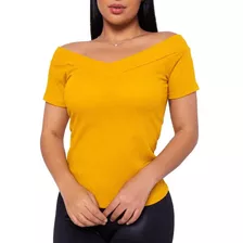 Blusa Canelada Ombro A Ombro Blusinha Manguinha Feminina