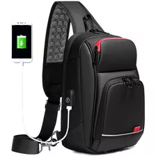 Pechera Mochila Cruzada Para Hombre Lujo Antirrobo Carga Usb