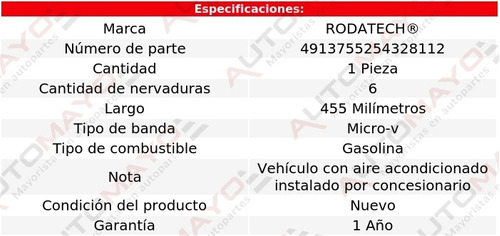 Una Banda Accesorios Micro-v Rodatech Topaz 4 Cil 2.3l 84-87 Foto 2