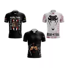 Kit 3 Camisetas Muay Thai Camisa Kickboxing Treino Luta