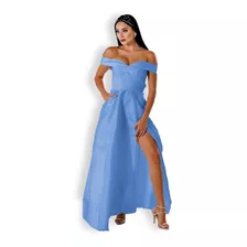 Vestido Largo Con Mangas Elegante Para Fiestas Noche