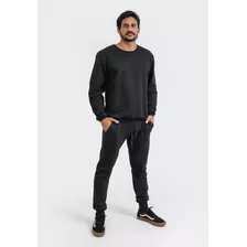 Conjunto Moleton Masculino Preto Calça Blusa De Frio Careca