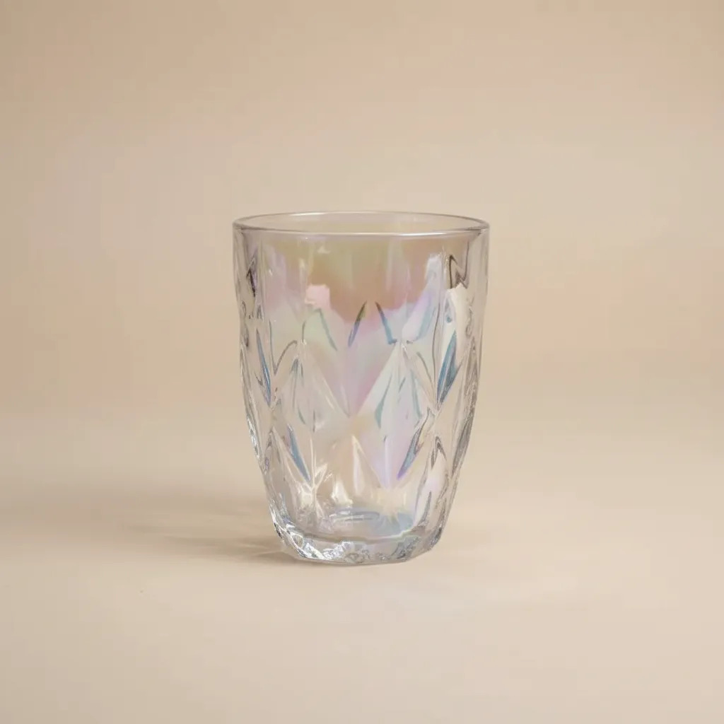 Set X6 Vasos Vidrio Labrados 260ml Rombos Cocina Hogar Tornasol