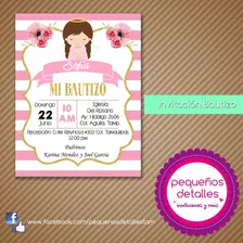 Invitaciones Digitales Bautizo Niña Angelitas