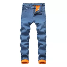 Jeans De Forro Polar De Hombre De Talla Grande De Invierno