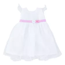 Vestido De Nena Blanco Y Rosa Con Tul, Talles 4 Al 12