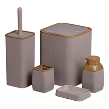 Kit De Banheiro Lavabo 5pçs Quadrado Completo Bege Amadeiro