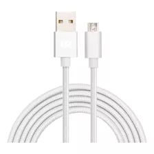 Cable Usb A Micro Usb 2 M Trenzado Fabric Blanco Urbano