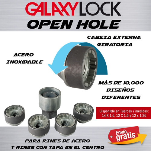 Tuercas Original Galaxylock Open Hole Mazda 3 Envo Gratis Foto 3