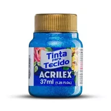 Tinta Para Tecido Acrilex Com Glitter 37ml - Azul