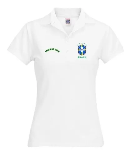 Camiseta Brasil Gola Polo Feminina Camisa Brasileira Copa