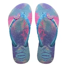 Chinelo Havaianas Slim Glitter Kids Com Pingente Arco Iris