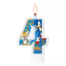 Número 4 - Vela Sonic - Para Bolo, Aniversário E Festa