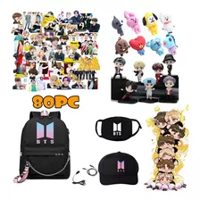 Mochila Bts De 80 Piezas, Maleta, Bolsa De Viaje Bt21 Y Másc