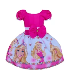 Vestido Temático Infantil Barbie Varias Personagem