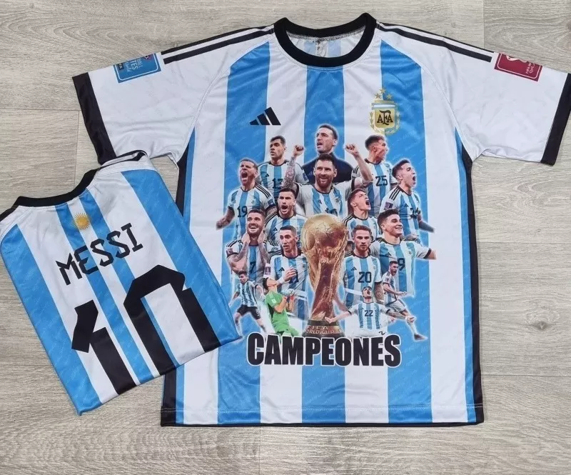 Camiseta Argentina Campeón 2022 De 3 Estrellas 