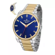 Relógio Masculino Dourado Champion Original Prova Dágua Azul Cor Do Fundo Azul 1