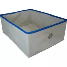 Caixa Organizadora Em Tecido De 28x15x38cm C/ Ilhós Cor Azul -