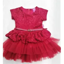 Vestido De Fiesta Rojo Y Rosa Bebé Niña #1-2-3 Flory R