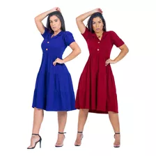 Kit 2 Vestido Midi Feminino Modelo Evangelico Moda Jovem