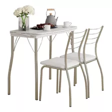 Conjunto Sala De Jantar Tallim Mesa 2 Cadeiras 2999 Carraro Cor Branco Desenho Do Tecido Das Cadeiras Liso